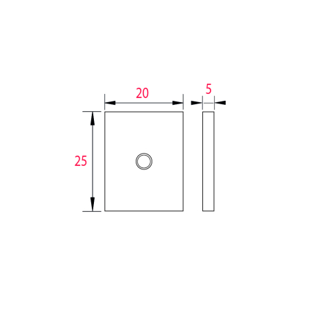 Mini plaque de fixation rectangulaire - 25x20x5mm - Acier Geomet 500B