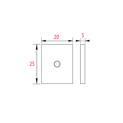 Mini plaque de fixation rectangulaire - 25x20x5mm - Acier Geomet 500B