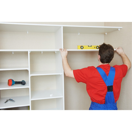 Taquet équerre Blanc avec cache rabattable L.24mm Plastique