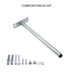 Kit support invisible pour étagère murale L.300mm Diam.20mm - Acier