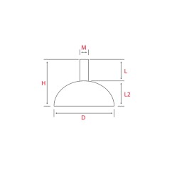 Vérin de réglage bombé Gris anthracite pour meuble Diam.52mm À visser