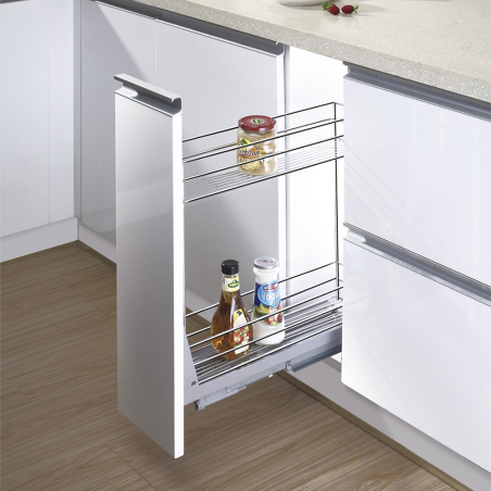 Porte-bouteille coulissant amorti Meuble 150 ou 200mm - Acier