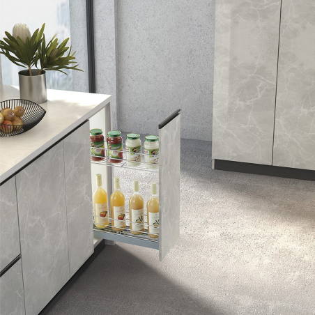 Porte-bouteille coulissant amorti Meuble 150 ou 200mm - Acier
