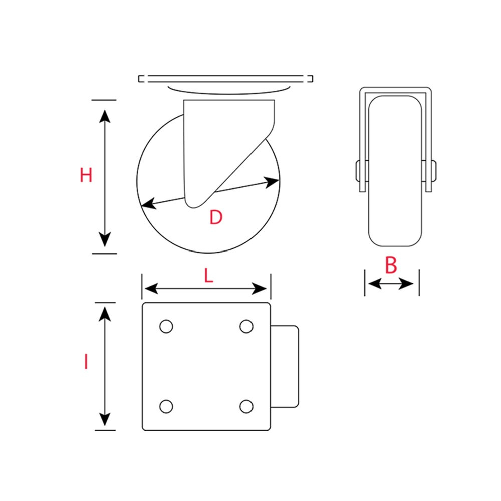 Roulette pour chaise de bureau chromée à visser Diamètre 50mm