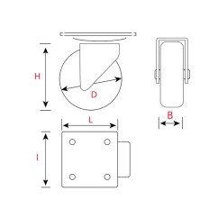 Roulette sphérique pivotante à platine Chrome