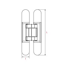 2 charnières invisibles 3D pour porte d'habitation 25x150mm 40 kg