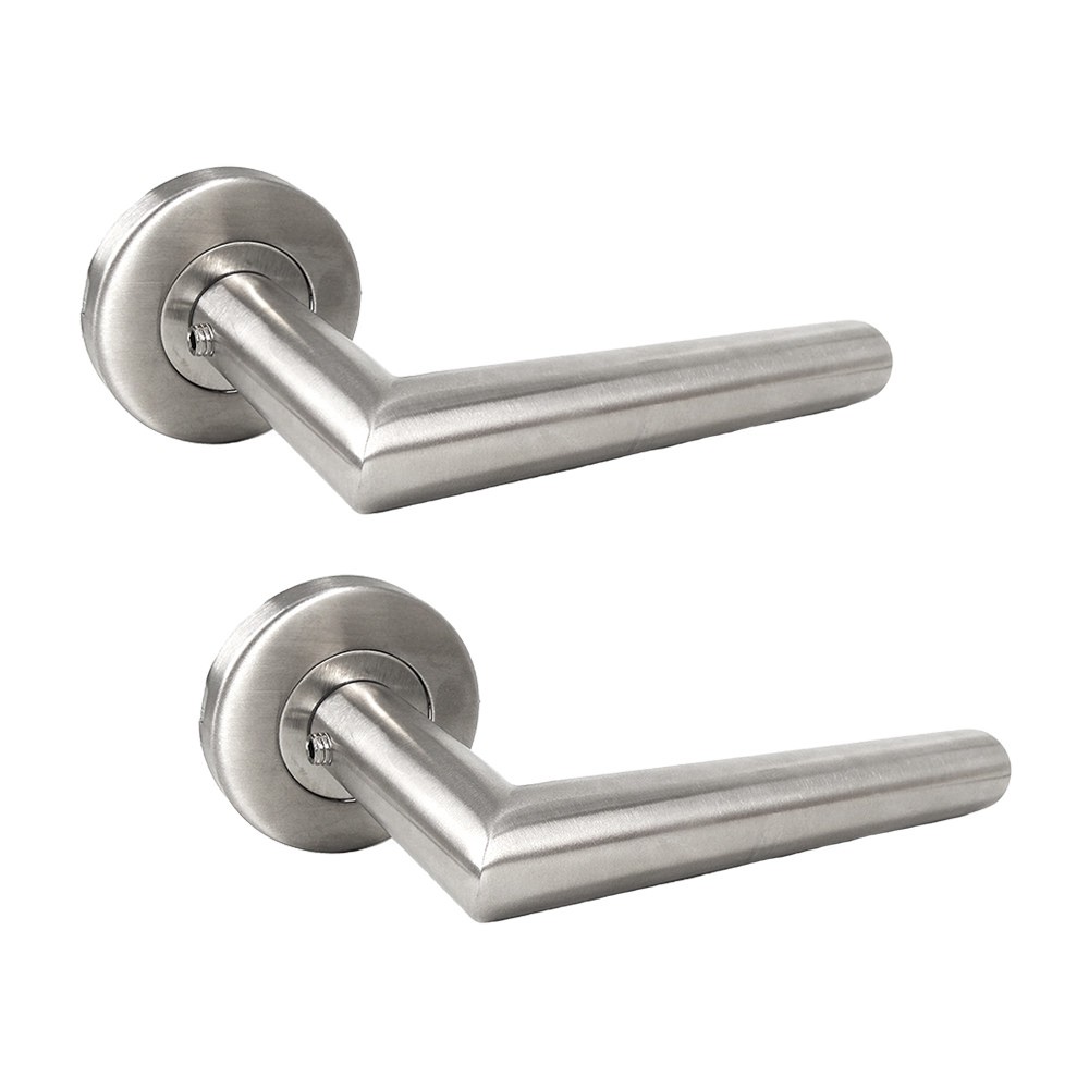 2 Poignées de porte RISTRETTA sur rosace Satiné mat - Inox