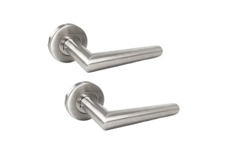 2 Poignées de porte RISTRETTA sur rosace Satiné mat - Inox