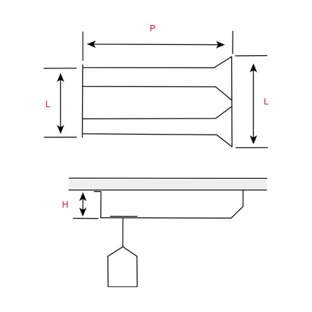 Porte-verres suspendu à visser 2 rangées Chrome L.340mm