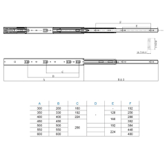 2 Coulisses à billes Noires Sortie totale Amortie H.45 - Acier
