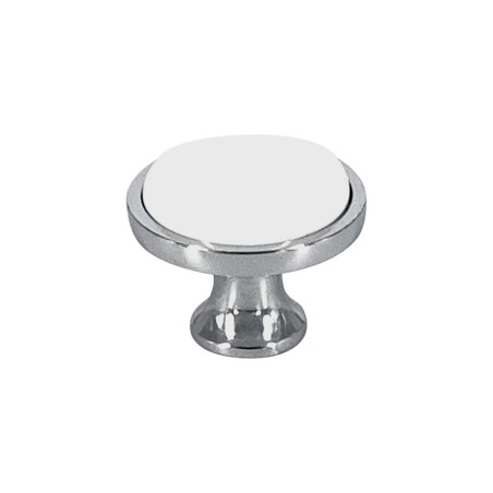 Bouton de meuble BALTO Blanc Chrome diam.34mm - Zamak