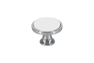 Bouton de meuble BALTO Blanc Chrome diam.34mm - Zamak