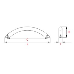 Poignée de meuble CORBAN Design Chrome mat Entraxe 128mm - Aluminium