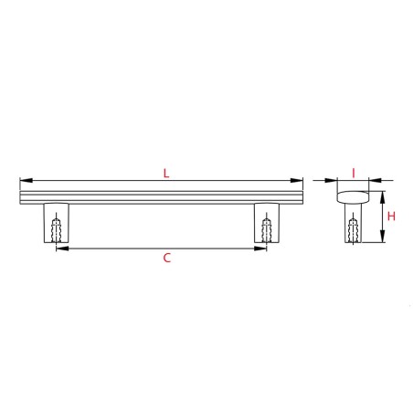 Poignée de meuble TIMANTI Nickel brossé mat Entraxe 96mm - Zamak