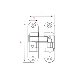 2 charnières invisibles 3D Gauche 95x23mm - Zamak